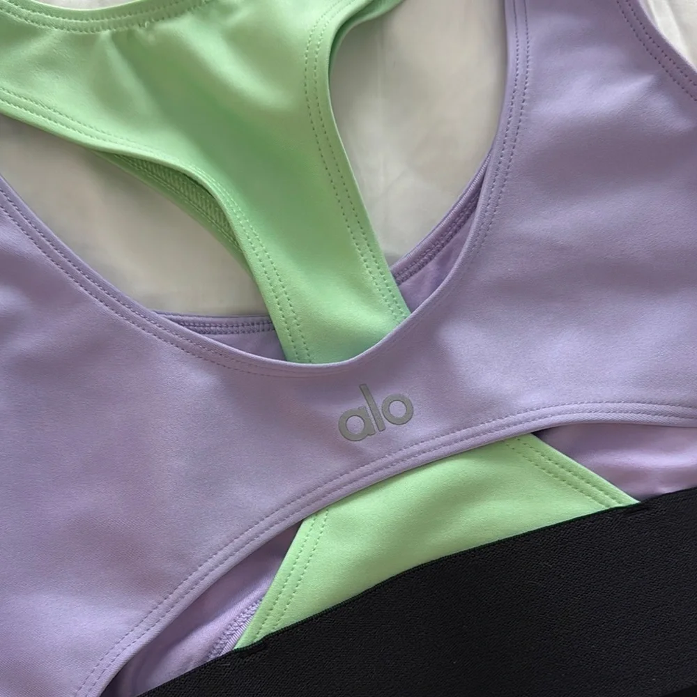 ALO Yoga Purple and Green Racerback Sports Bra